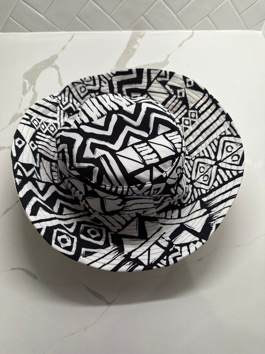 Bucket Hat (Reversible)- Visayan-Pintados (Black and White) Print